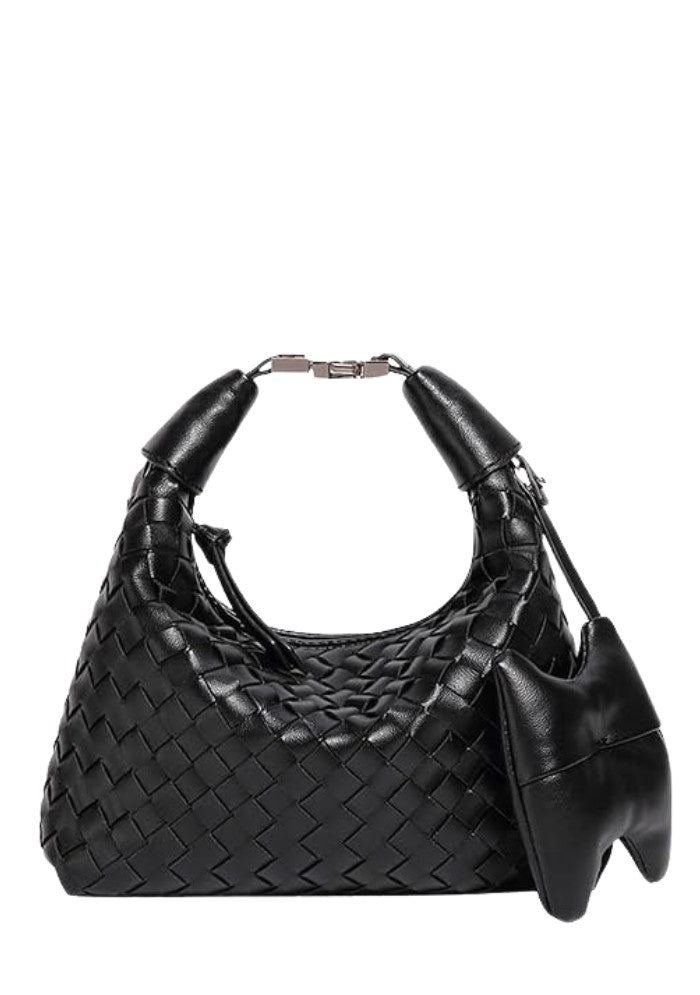 Black woven mini hobo