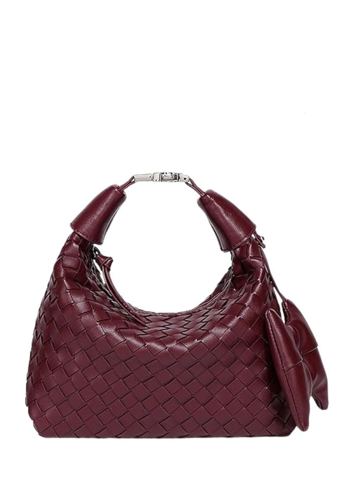 Maroon woven mini hobo
