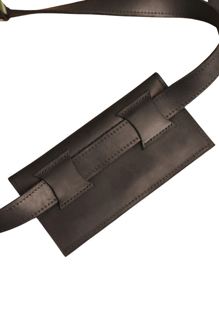 Snap-Closure Leather Belt Pouch
