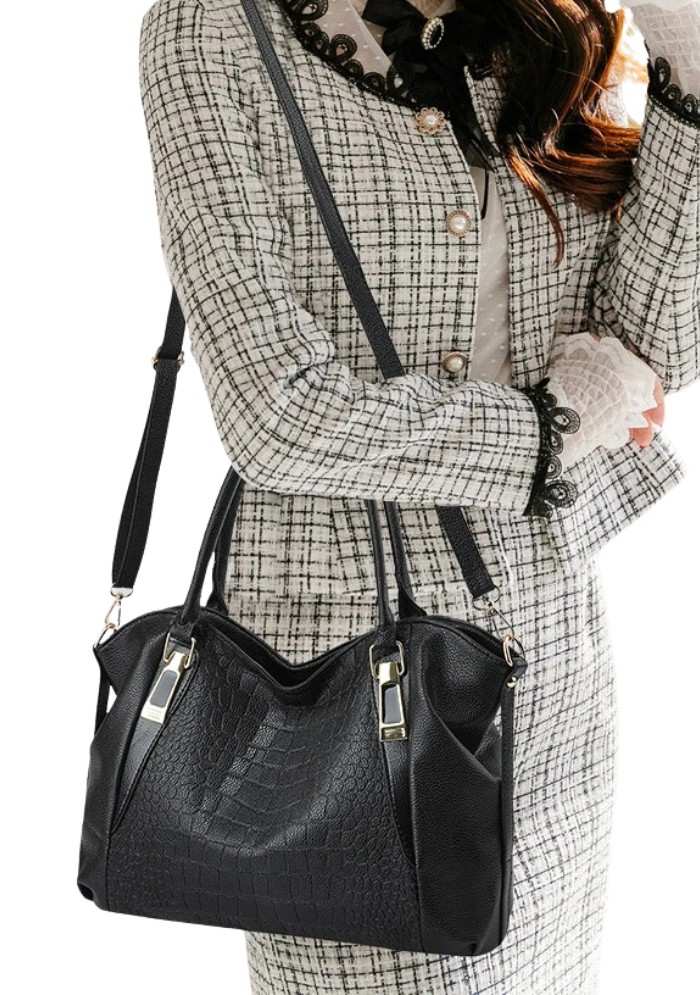 EleganceEdge Croc-Embossed Hand Bag