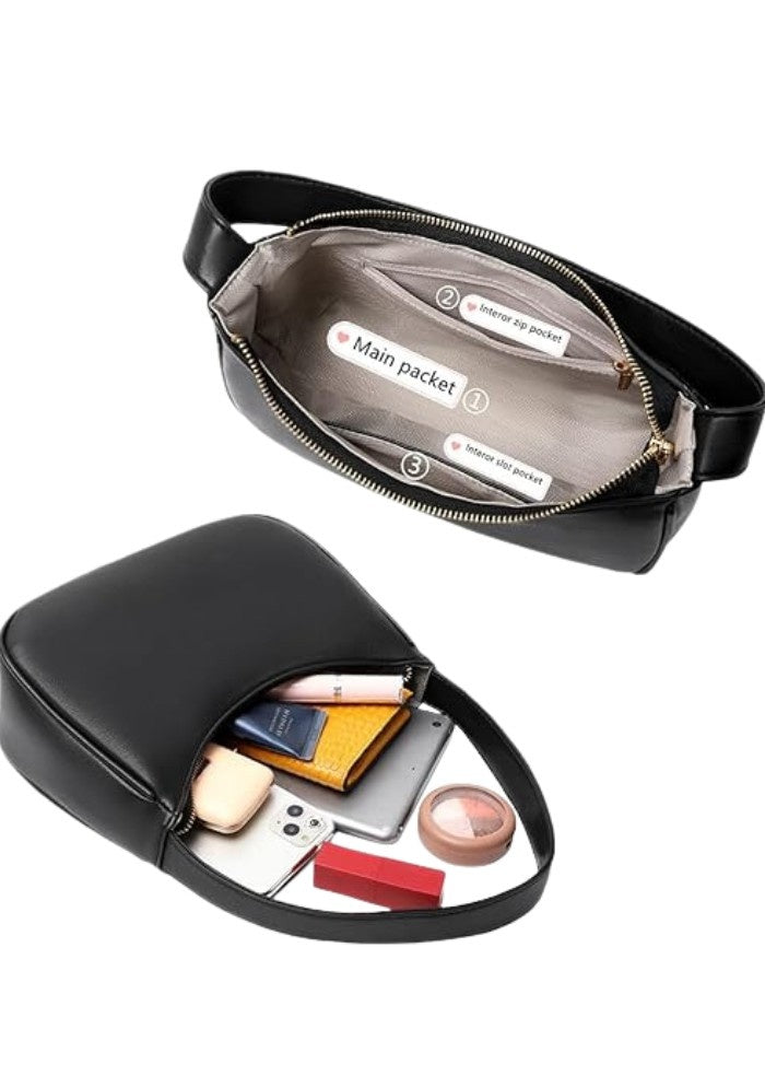 Noir Sleek Arc Handbag