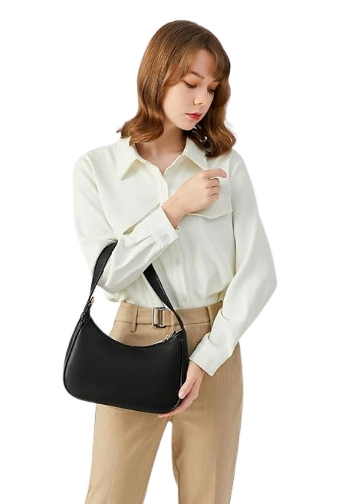 Noir Sleek Arc Handbag