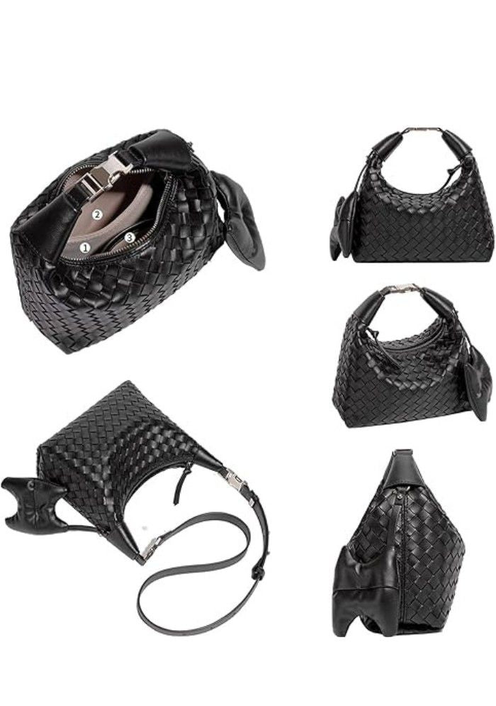 Black woven mini hobo