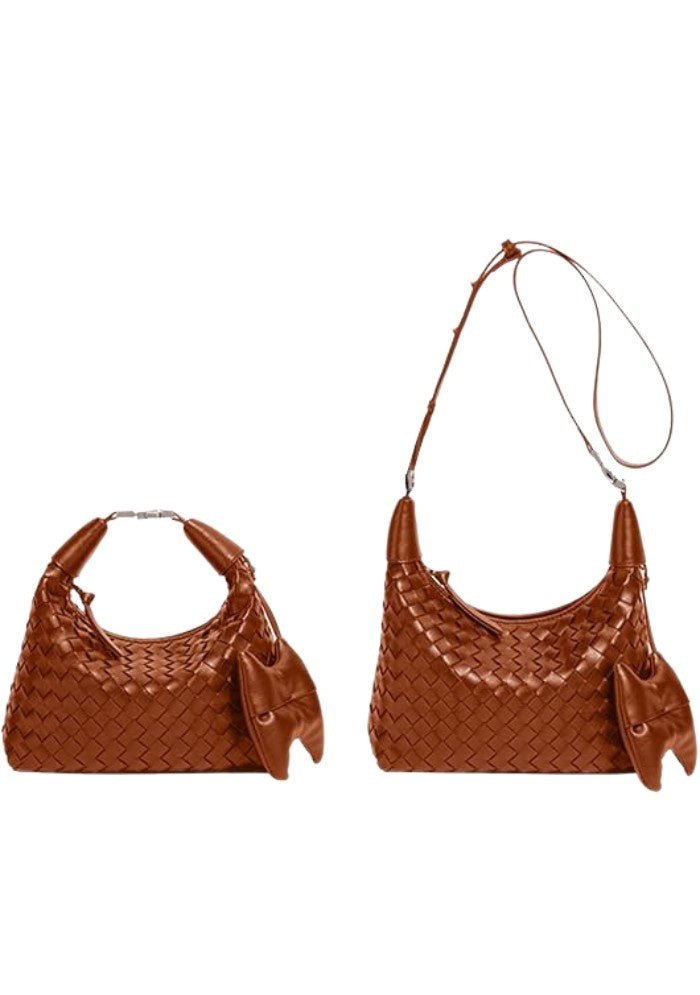 Brown woven mini hobo