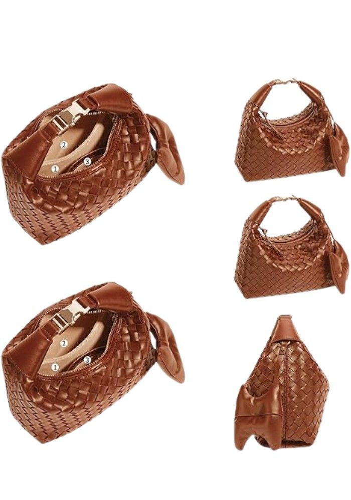 Brown woven mini hobo