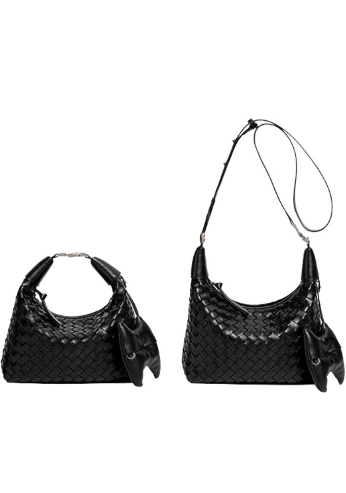 Black woven mini hobo