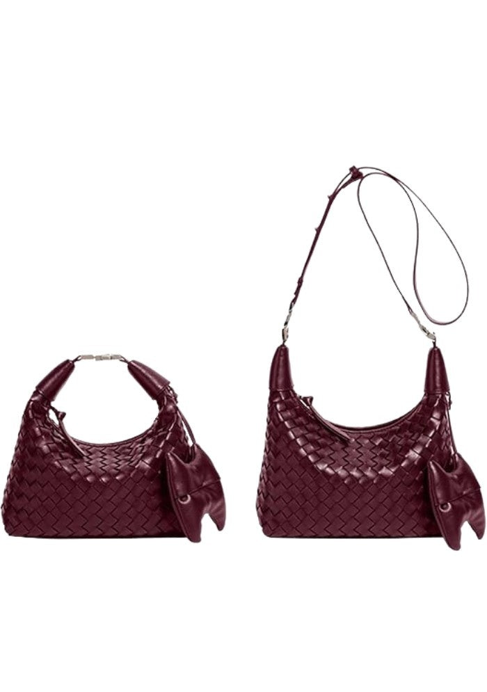 Maroon woven mini hobo