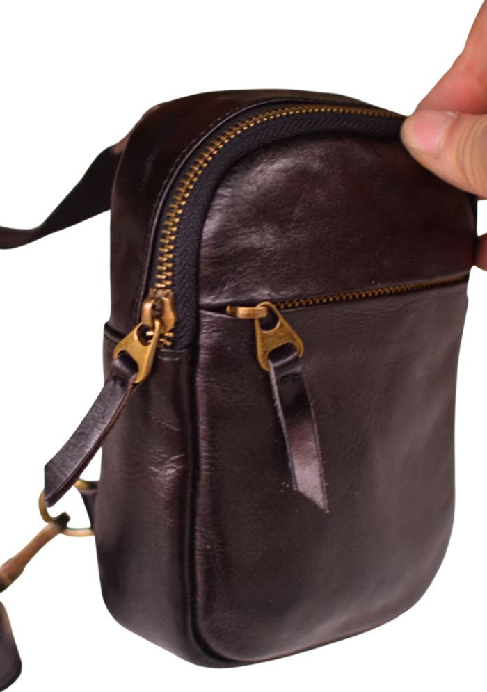 Vintage Luxe Leather Sling Pouch