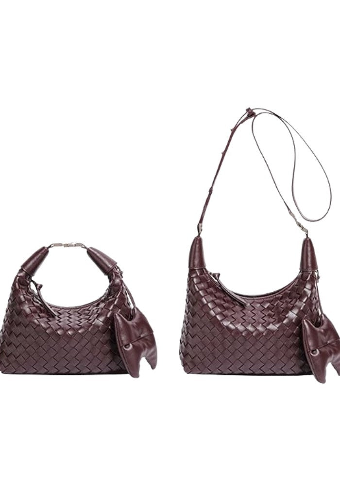 Chocolate Brown woven mini hobo