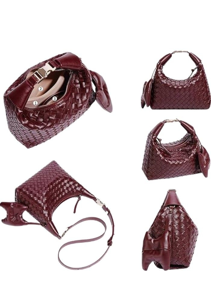Maroon woven mini hobo