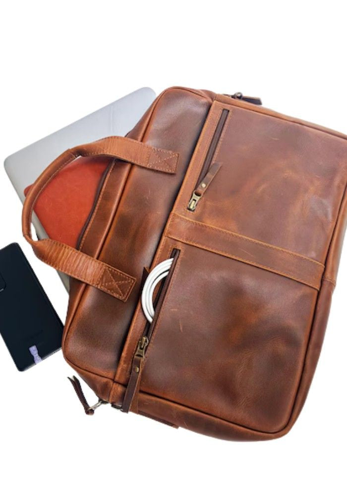 Vintage Voyager Leather Messenger Bag