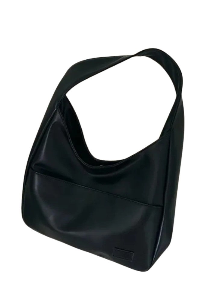 Classic Black Leather Shoulder Bag